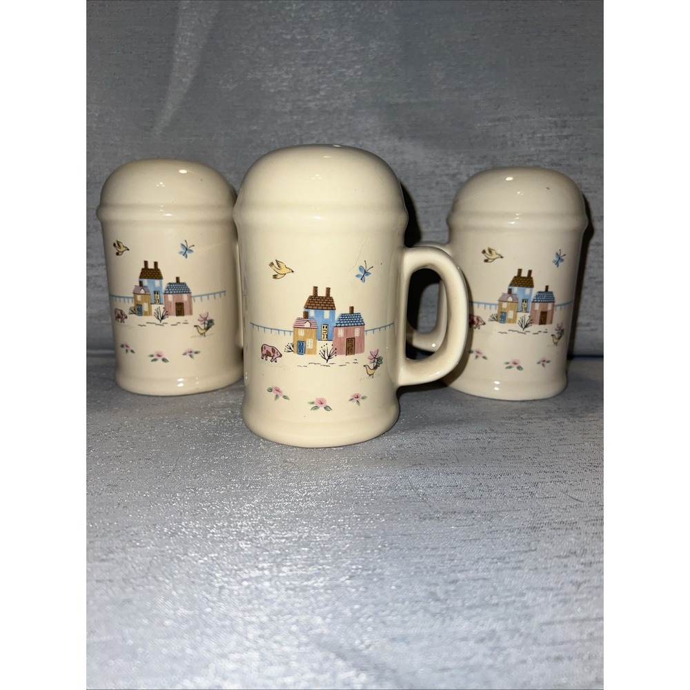 Vintage International Heartland Stoneware Salt and Pepper Shakers Farmhouse Lot3